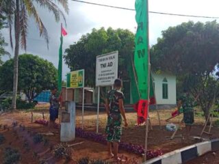 Jelang HUT RI ke - 80, Koramil Jajaran Kodim 0429/Lamtim Pasang Bendera dan Umbul Umbul