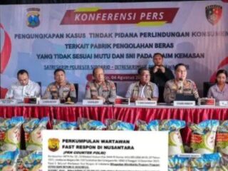 Olah Beras Tak Sesuai Mutu dan SNI, Pemilik Pabrik Jadi Tersangka