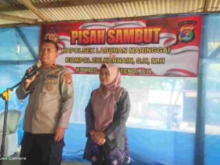 Pisah Sambut Kepala Sektor, Polsek Labuhan Maringgai Gelar Acara di Pantai Mutiara Baru