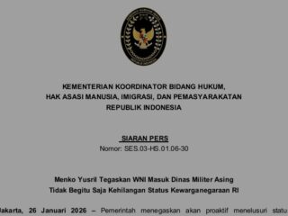 Menko Yusril: WNI Masuk Dinas Militer Asing, Tidak Begitu Saja Kehilangan Status Kewarganegaraan RI