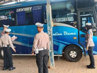 Satgas Ops Keselamatan Krakatau 2026 Laksanakan Ramp Check Bus di Purbolinggo