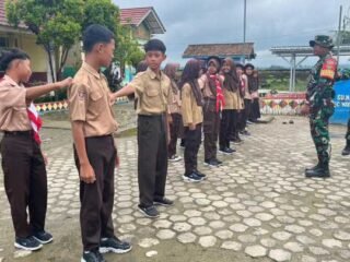 TMMD Sasar Siswa SDN 8 Way Khilau Latihan PBB, Tanamkan Disiplin dan Cinta Tanah Air Sejak Dini