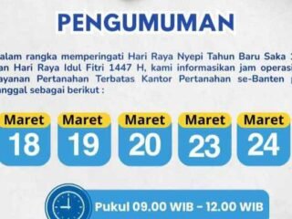 Libur Nyepi dan Idul Fitri 1447 H, Pelayanan Pertanahan Tetap Buka di Seluruh Kantah Banten