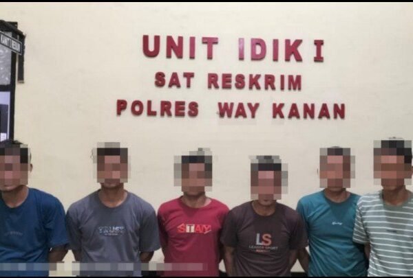 Polres Way Kanan Amankan 6 Pelaku Pembalakan Liar di Register 42 Blambangan Umpu
