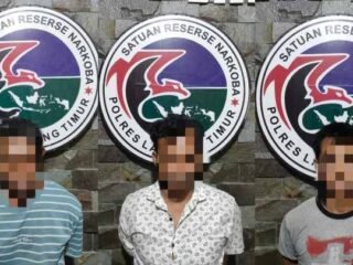 Satresnarkoba Polres Lampung Timur Tangkap 3 Pengguna Sabu di Marga Tiga