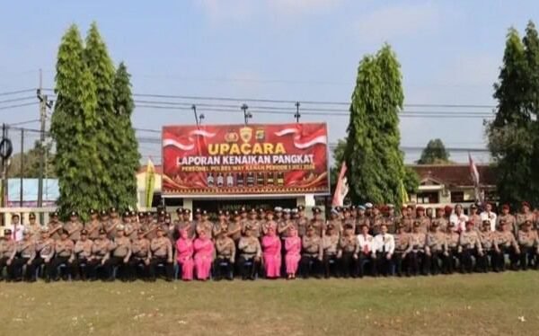44 Personel Polres Way Kanan Naik Pangkat, Kapolres: Ini Penghargaan atas Dedikasi
