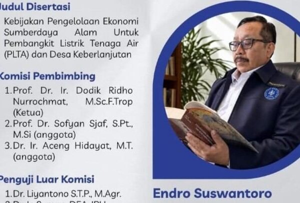 Endro Suswantoro Raih Gelar Doktor IPB, Soroti Ketimpangan Tata Kelola PLTA Batutegi
