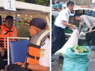 Kapolres Cianjur Tinjau Pembersihan Eceng Gondok di Waduk Jangari