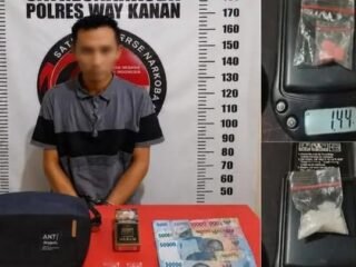 Satresnarkoba Polres Way Kanan Amankan Pria dan Sabu 4,78 Gram di Baradatu