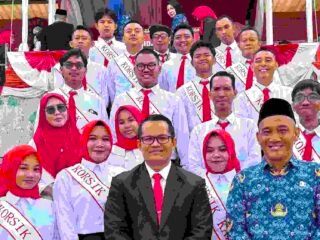 Tampil Perdana,Tim Korsik Iringi Upacara Pengibaran Bendera HUT RI ke-81 di Lampung Utara